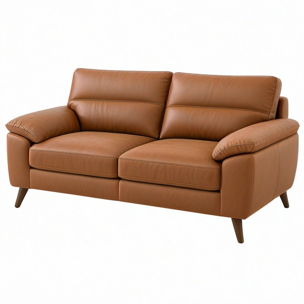 Kanapa 2-osobowa 170 x 90 x 88 cm brązowa ze skóry w stylu nowoczesnym