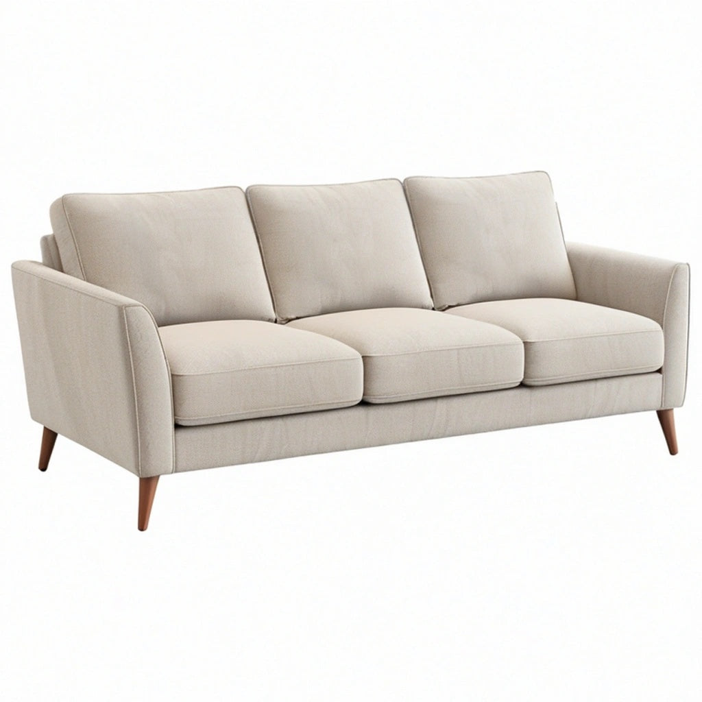 Sofa trzyosobowa 210 x 90 x 85 cm beżowa z tapicerką z tkaniny - styl skandynawski