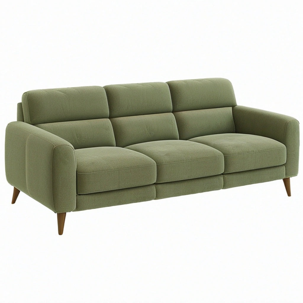 Sofa trzyosobowa 210 cm z tkaniny oliwkowozielona w stylu nowoczesnym