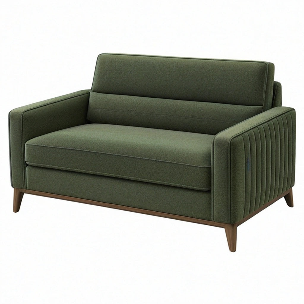 Sofa dwuosobowa 150 x 85 x 85 cm zielona z tkaniny do salonu nowoczesna