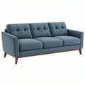 Sofa trzyosobowa 210 x 85 x 85 cm niebieska z tapicerką tekstylną - styl retro