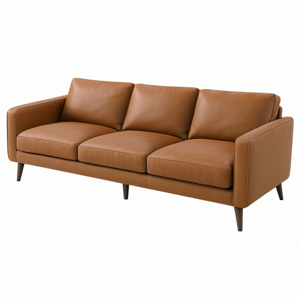 Sofa trzyosobowa 210 x 90 x 85 cm brązowa z tapicerką o wyglądzie skóry nowoczesna