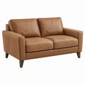 Sofa dwuosobowa 160 x 90 x 85 cm z tapicerką imitującą skórę koniakowa do salonu - nowoczesna