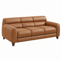 Sofa trzyosobowa 210 x 90 x 88 cm brązowa tapicerowana materiałem skóropodobnym do salonu