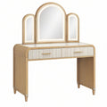 Toaletka z lustrem 120 x 45 x 145 cm z płyty MDF jasnobeżowa w stylu glamour